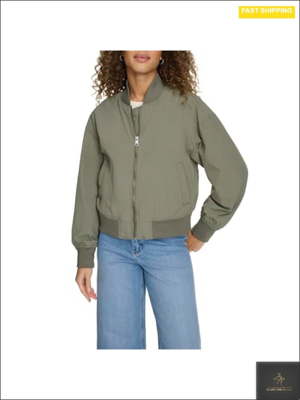 Women's Lightweight Nylon Bomber Jacket Long Sleeve Zip